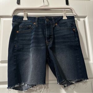 Aeropostale Women’s Denim Cutoff Shorts Sz 2 Dark Wash Raw Hem Stretch  Bermuda